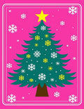 Hot Pink Christmas Tree Snowflake Star Rug