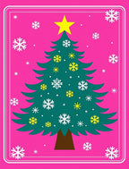 Hot Pink Christmas Tree Snowflake Star Rug