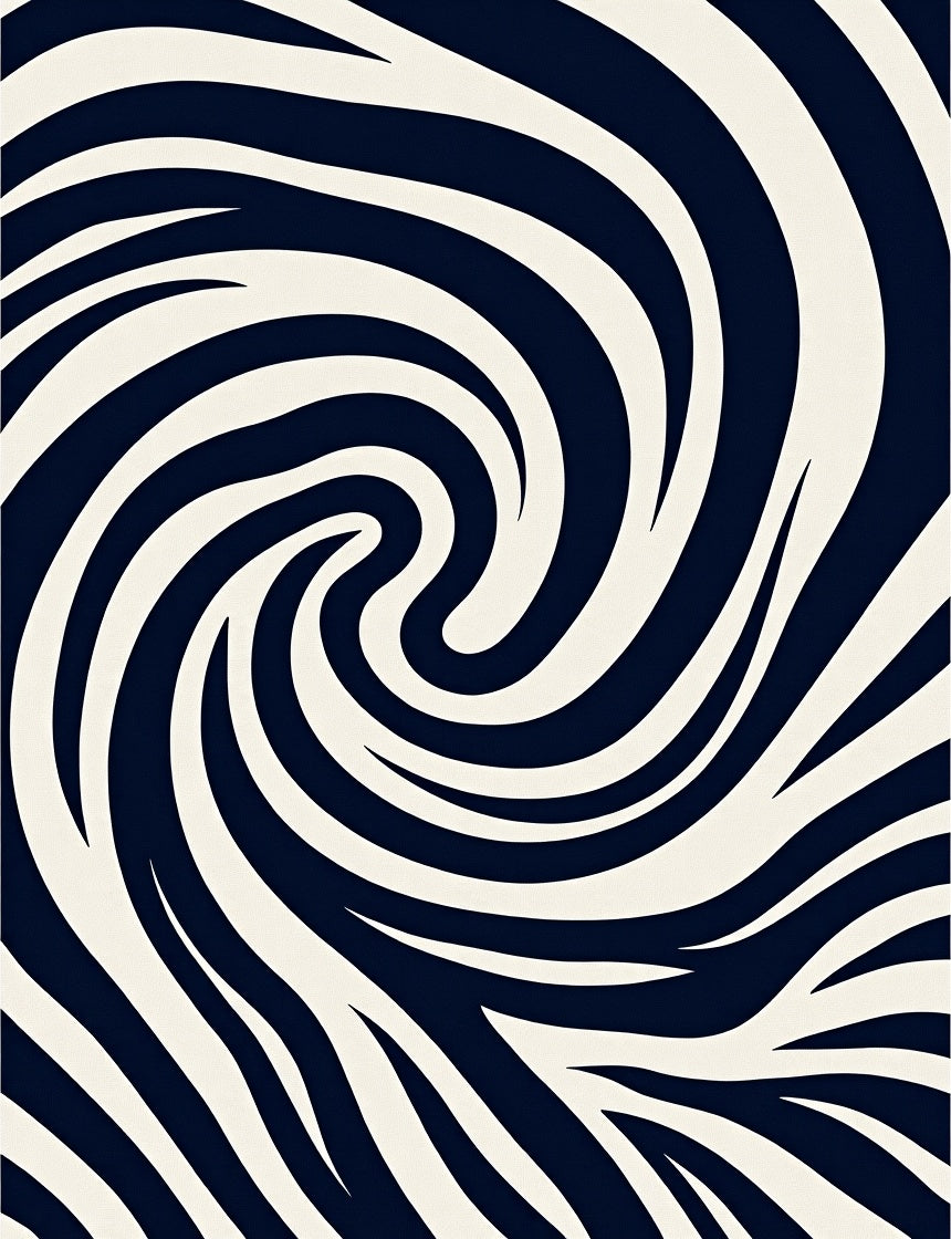Bold Navy Swirl Animal Print Rug