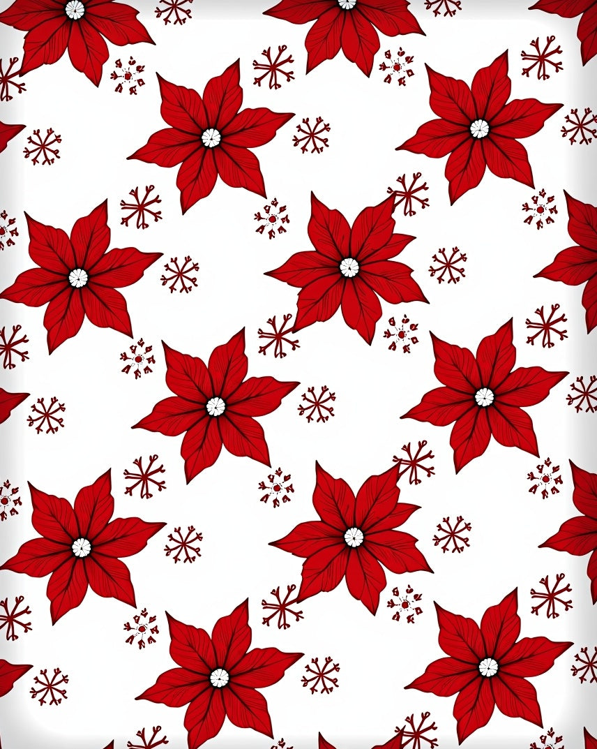Red Poinsettia Snowflake Overlay Rug