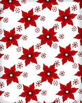 Red Poinsettia Snowflake Overlay Rug