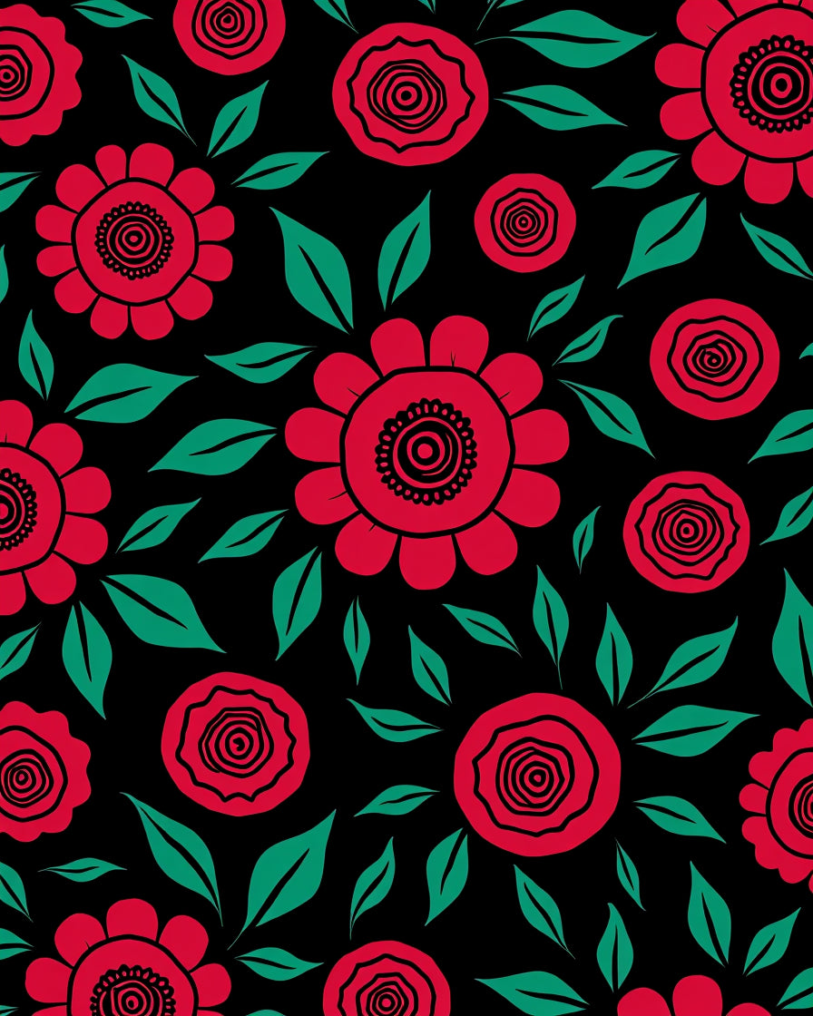 Bold Scarlet Floral Garden Rug