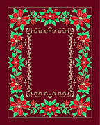 Red Floral Vine Border Deep Red Rug