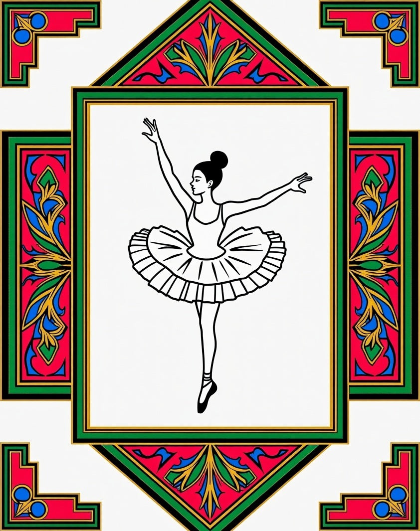Earthy Tone Ballerina Dance Frame Rug