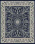 Navy Ivory Intricate Floral Medallion Rug