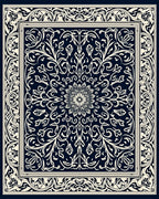 Navy Ivory Intricate Floral Medallion Rug