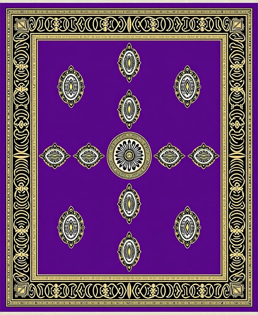 Vivid Purple Oval Medallion Border Rug