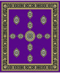 Vivid Purple Oval Medallion Border Rug