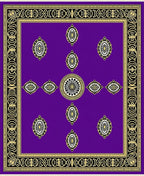Vivid Purple Oval Medallion Border Rug