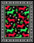 Festive Red Green Dog Border Rug