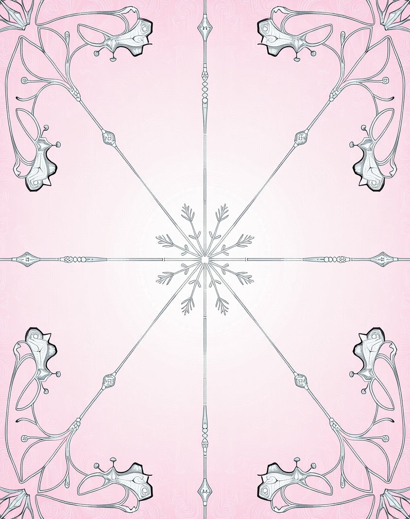 Delicate Pink Floral Art Nouveau Rug