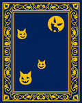 Midnight Blue Yellow Halloween Cat Frame Rug