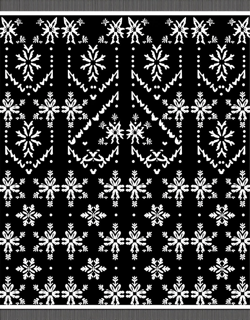 Black White Snowflake Garland Rug