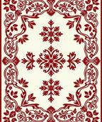 Crimson Floral Snowflake Medallion Rug