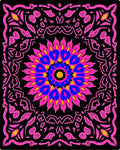 Vibrant Pink Blue Yellow Floral Mandala Rug