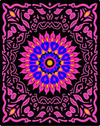Vibrant Pink Blue Yellow Floral Mandala Rug