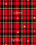Red Black Gold Plaid Star Rug
