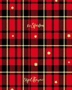 Red Black Gold Plaid Star Rug