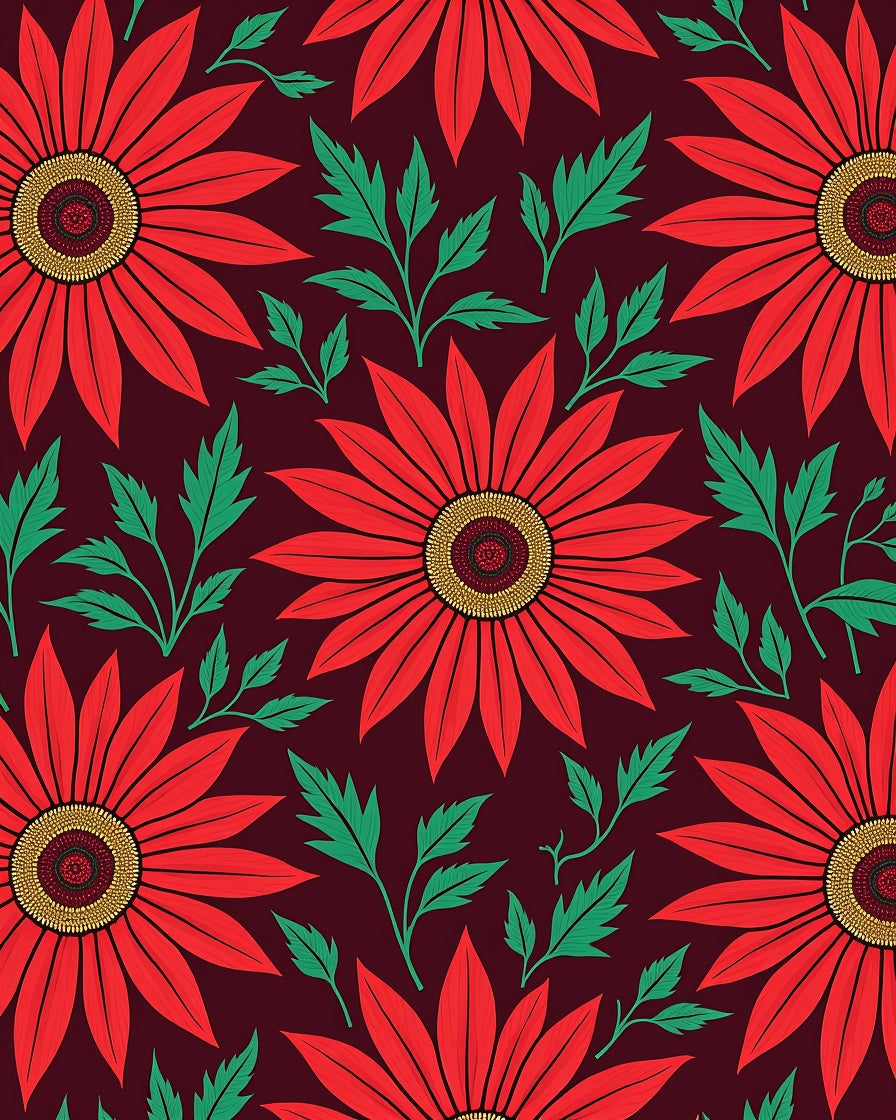 Vibrant Red Flower Garden Rug