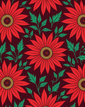 Vibrant Red Flower Garden Rug