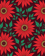 Vibrant Red Flower Garden Rug