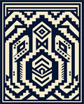Navajo Inspired Navy Cream Geometric Rug