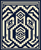 Navajo Inspired Navy Cream Geometric Rug