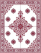 Deep Red Floral Medallion Centerpiece Rug