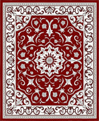 Rich Red Floral Medallion Art Rug