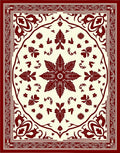 Deep Red Floral Mandala Garden Rug