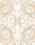 Golden Baroque Scrollwork Swirls Oval Rug