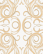 Golden Baroque Scrollwork Swirls Oval Rug