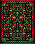 Whimsical Red Green Creature Symmetry Rug