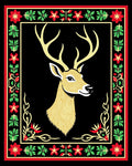 Golden Deer With Red Green Border Rug