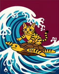 Yellow Cat Turtle Surfing Blue Wave Rug