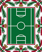 Festive Green Soccer Court Jingle Bells Rug