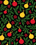 Festive Red Green Yellow Ornament Sprigs Rug