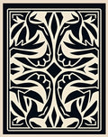 Classic Black and Cream Botanical Inlay Rug
