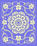 Floral Medallion on Periwinkle Background Rug