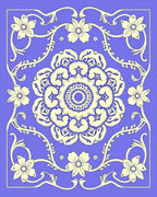 Floral Medallion on Periwinkle Background Rug