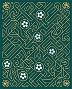 Emerald gold intricate floral maze Rug