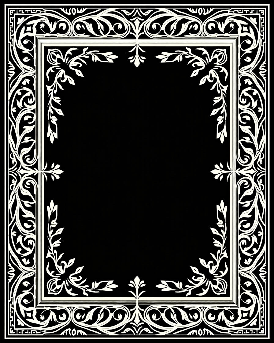 Antique Ivory Floral Scroll Border Rug
