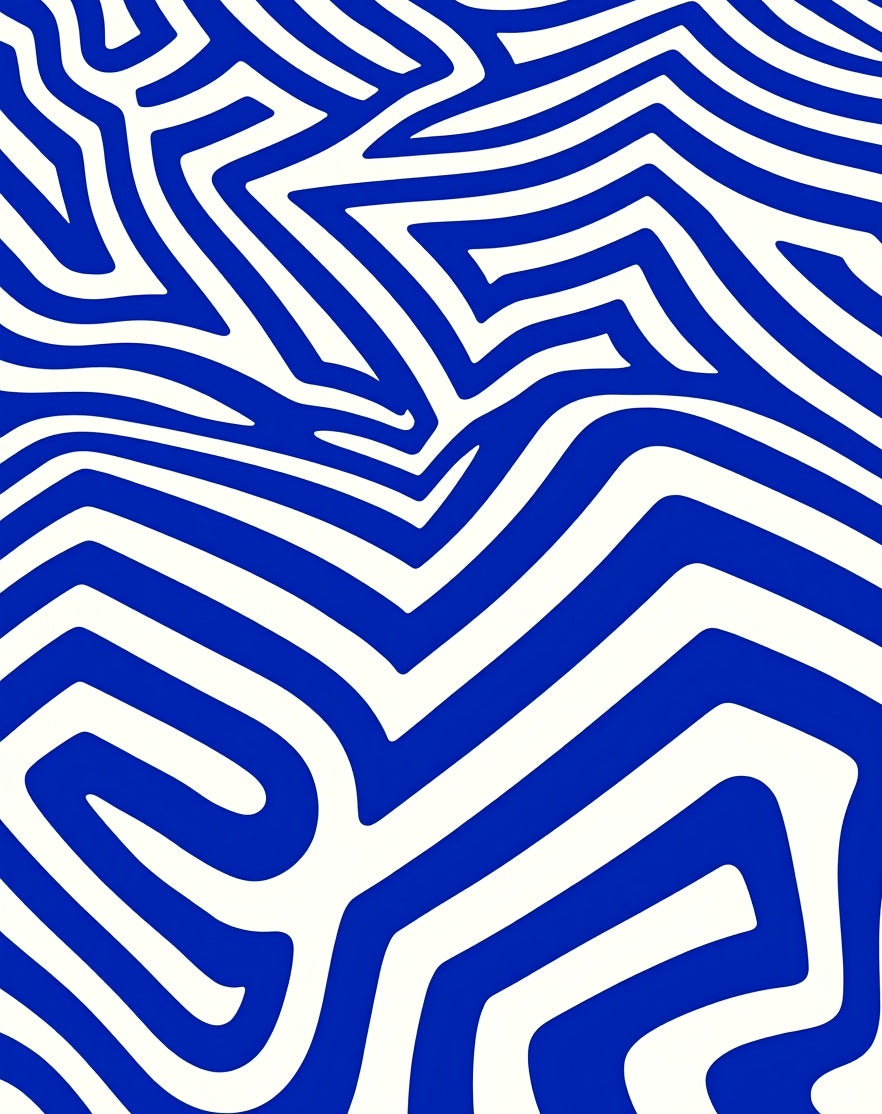 Electric Blue Maze Stripes Rug