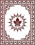 Dark Red Leaf Medallion Border Rug