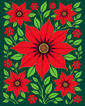 Vibrant Red Floral Garden Tapestry Rug