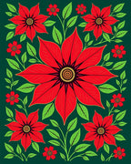 Vibrant Red Floral Garden Tapestry Rug