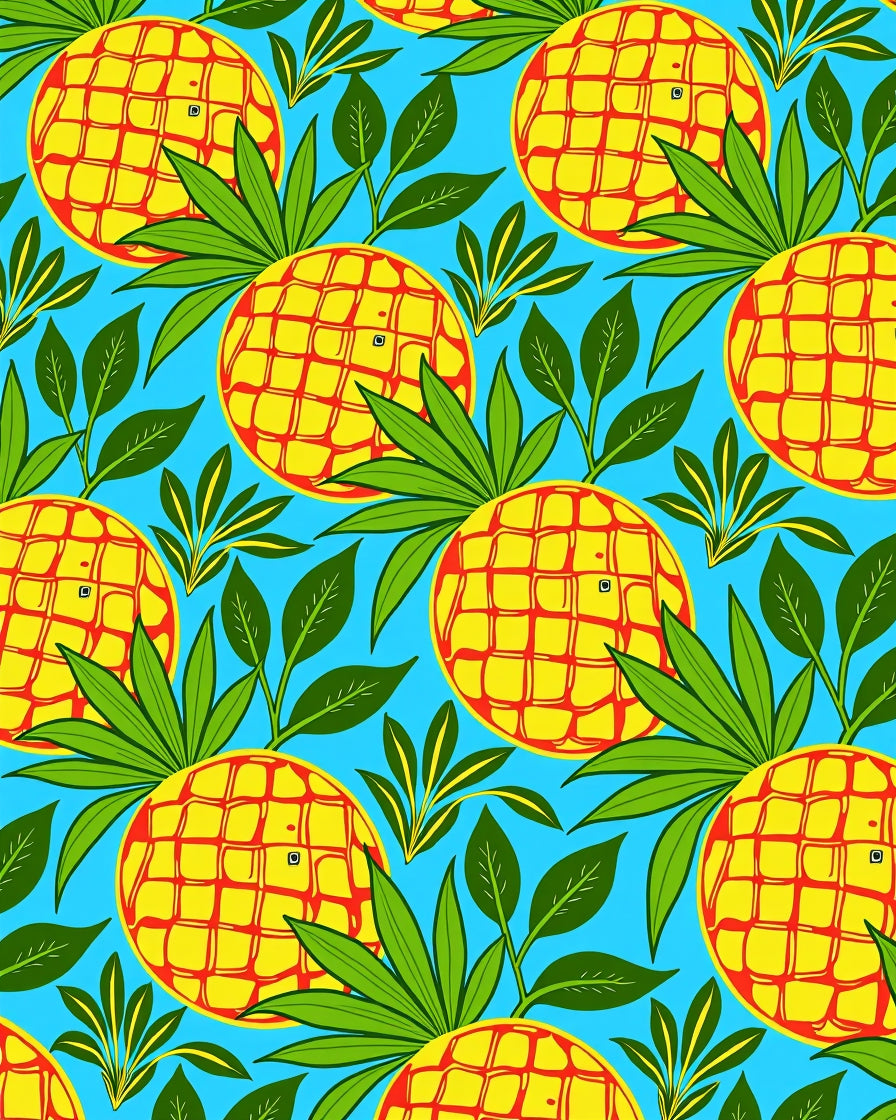 Tropical Yellow Pineapple Foliage Background Rug