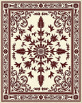 Deep Burgundy Floral Medallion Border Rug