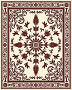 Deep Burgundy Floral Medallion Border Rug
