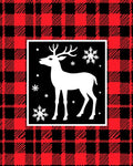 Red Black Buffalo Plaid Deer Snowflake Rug